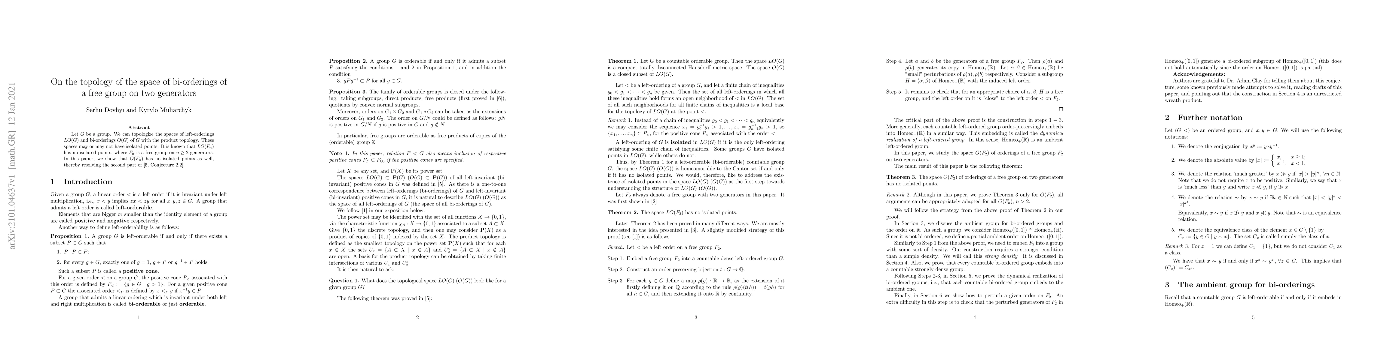 Thumbnail for On the topology of the space of bi-orderings of a free group on two
  generators