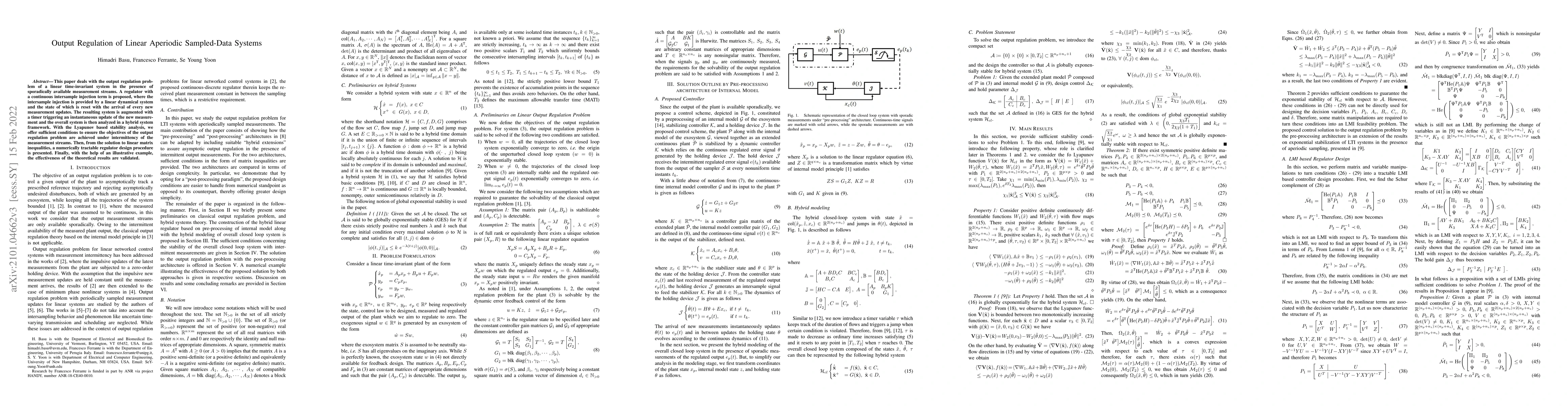 Thumbnail for Output Regulation of Linear Aperiodic Sampled-Data Systems