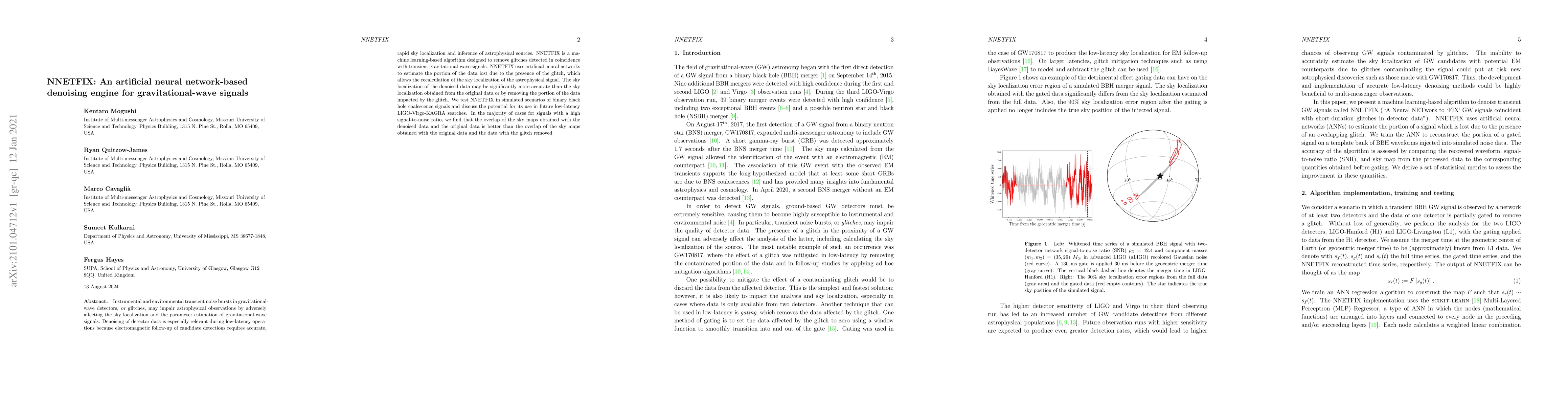Thumbnail for NNETFIX: An artificial neural network-based denoising engine for
  gravitational-wave signals