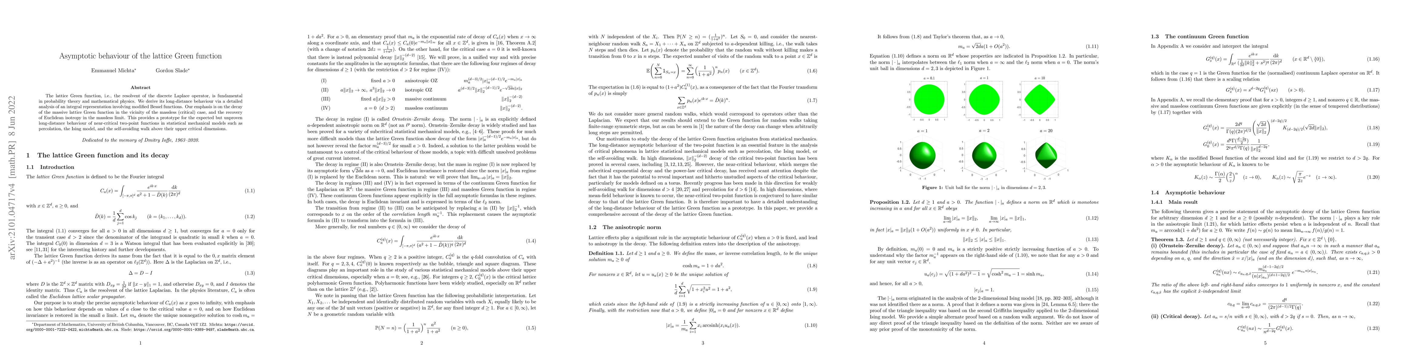 Thumbnail for Asymptotic behaviour of the lattice Green function