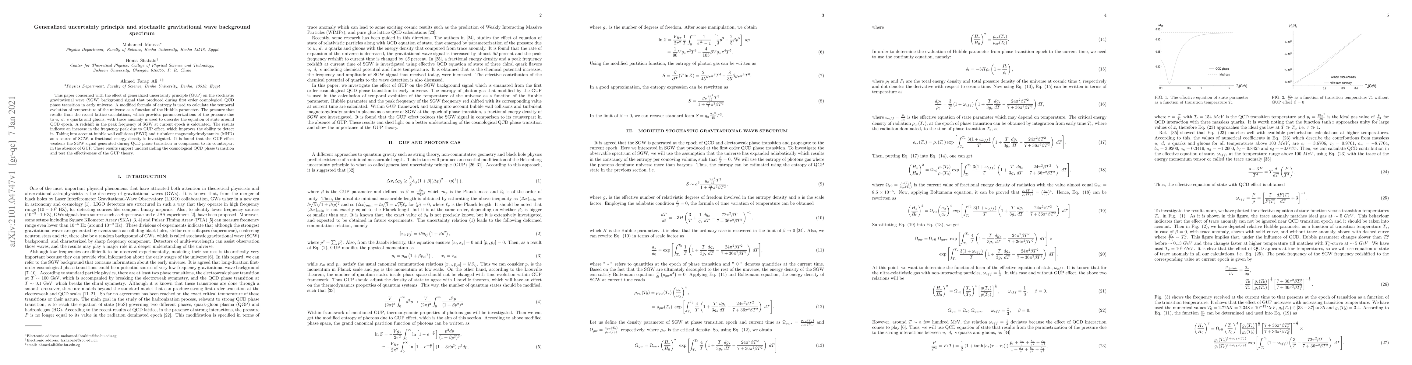 Thumbnail for Generalized uncertainty principle and stochastic gravitational wave
  background spectrum