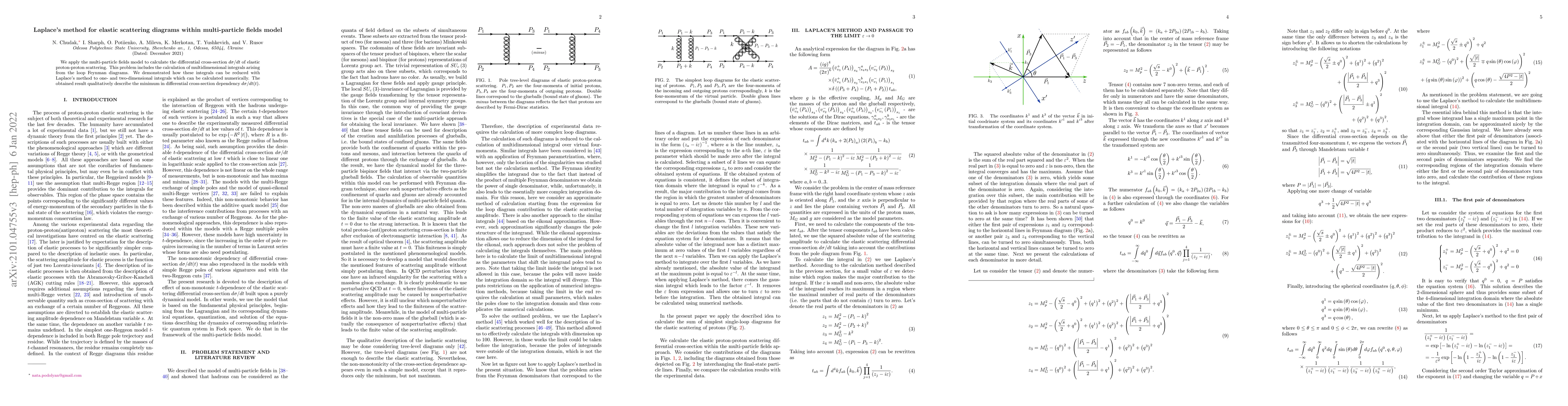 Thumbnail for Laplace's method for elastic scattering diagrams within multi-particle
  fields model