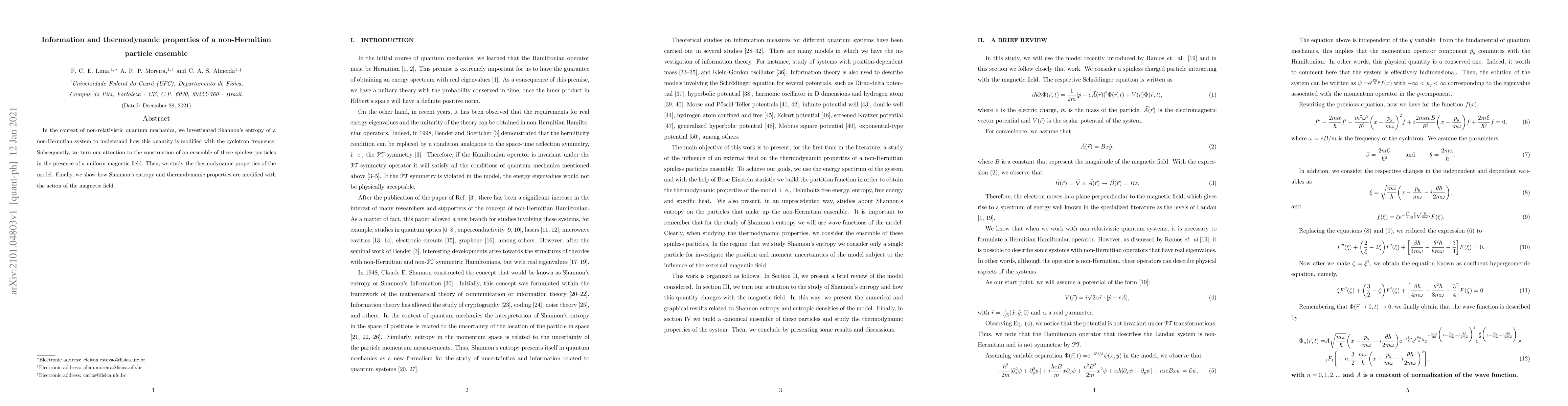 Thumbnail for Information and thermodynamic properties of a non-Hermitian particle
  ensemble