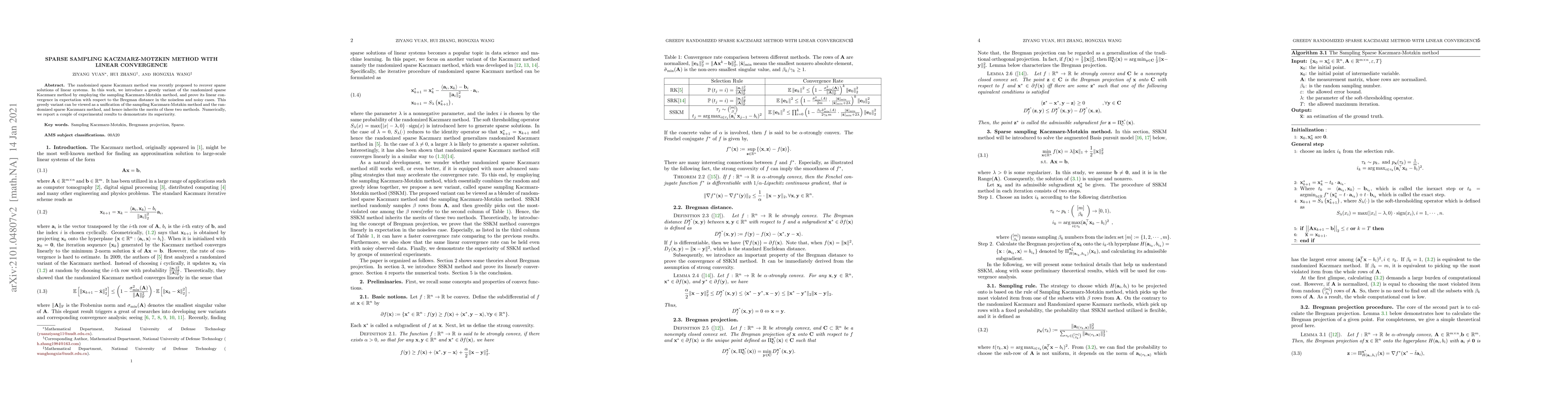 Thumbnail for Sparse Sampling Kaczmarz-Motzkin Method with Linear Convergence