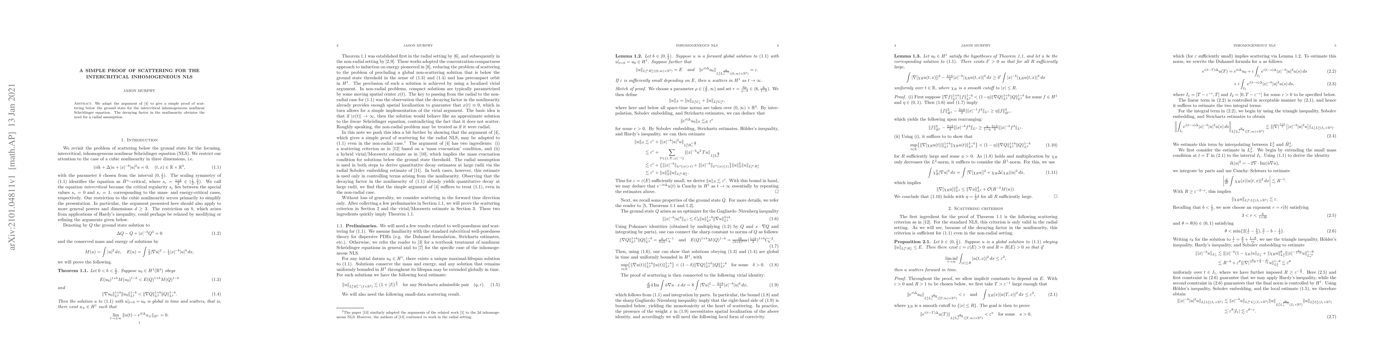 Thumbnail for A simple proof of scattering for the intercritical inhomogeneous NLS