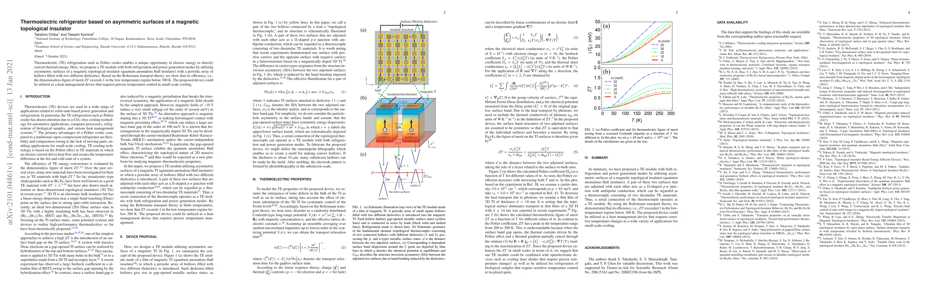 Thumbnail for Thermoelectric refrigerator based on asymmetric surfaces of a magnetic
  topological insulator