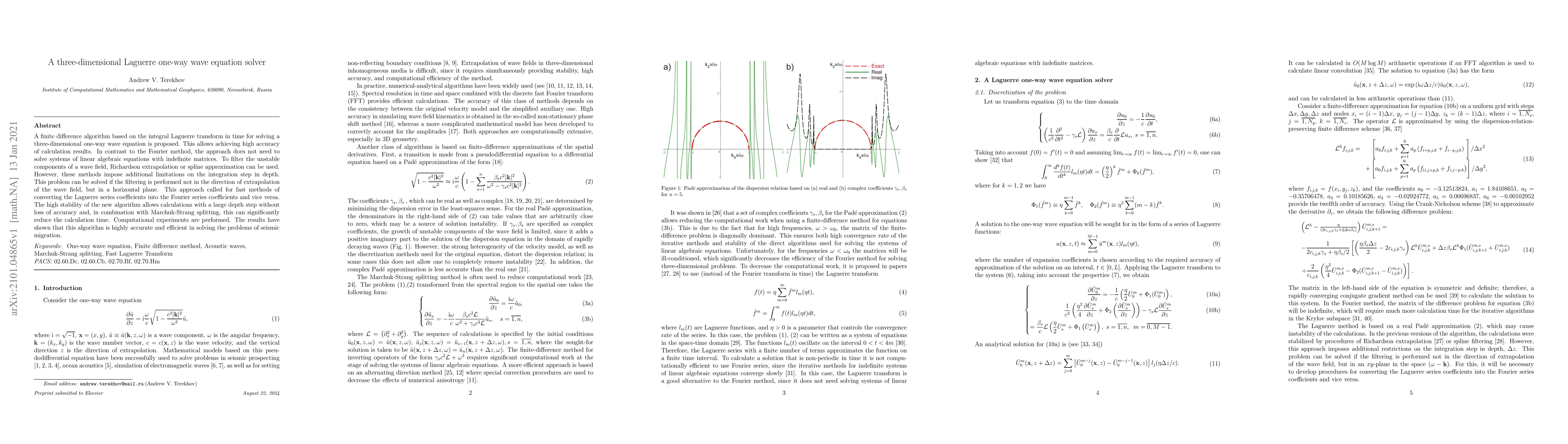 Thumbnail for A three-dimensional Laguerre one-way wave equation solver