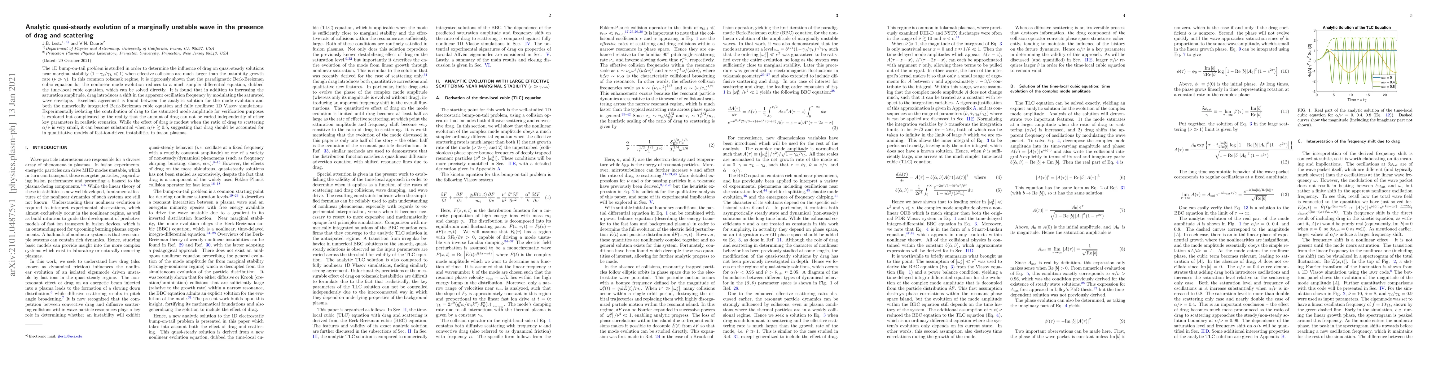 Thumbnail for Analytic quasi-steady evolution of a marginally unstable wave in the
  presence of drag and scattering