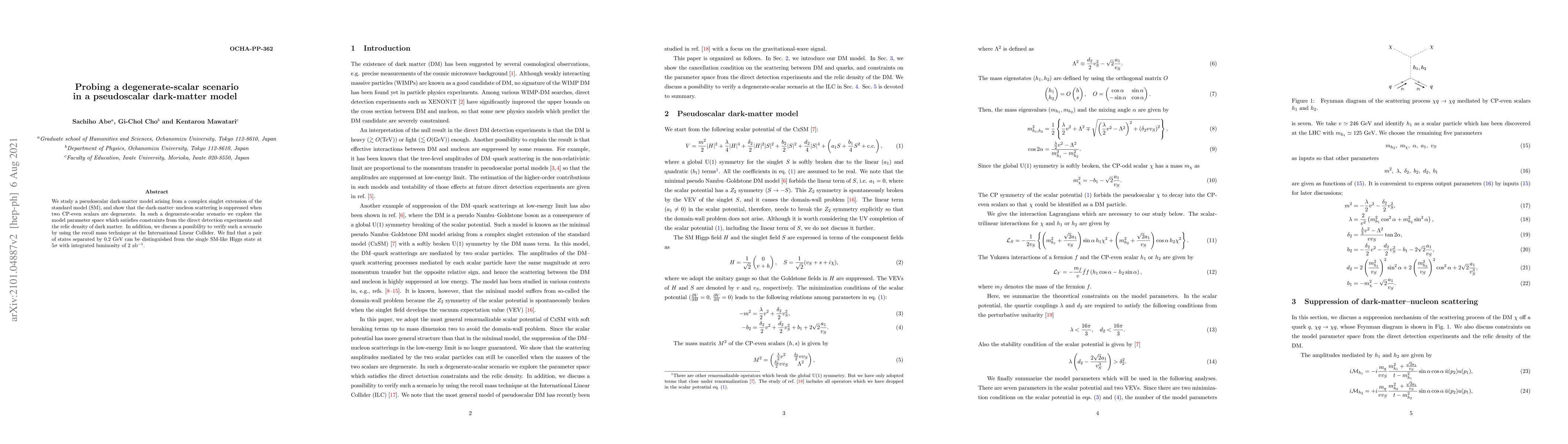 Thumbnail for Probing a degenerate-scalar scenario in a pseudoscalar dark-matter model