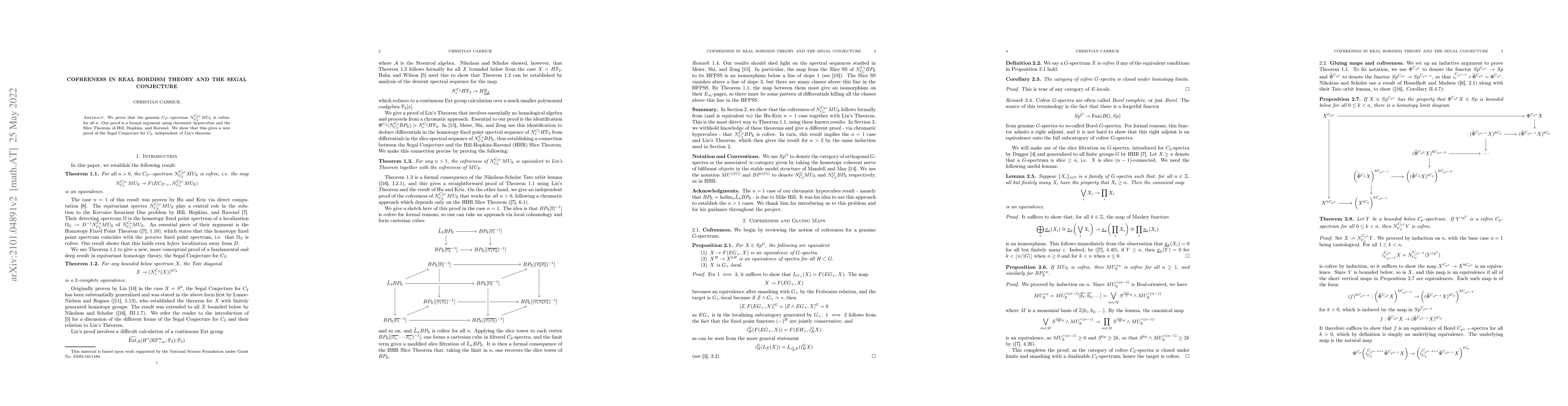 Thumbnail for Cofreeness in Real Bordism Theory and the Segal Conjecture