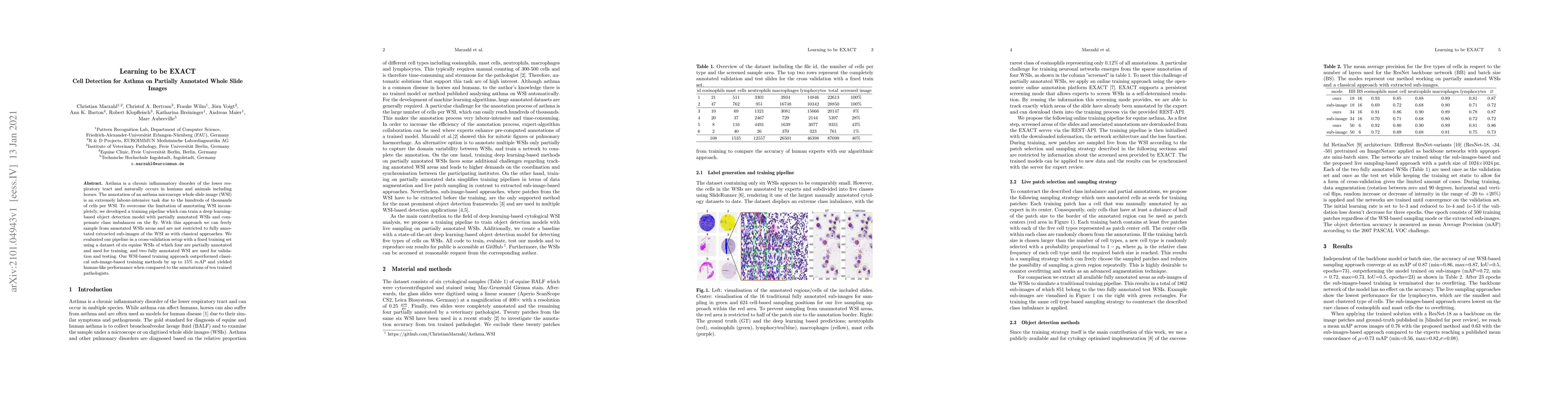 Thumbnail for Learning to be EXACT, Cell Detection for Asthma on Partially Annotated
  Whole Slide Images