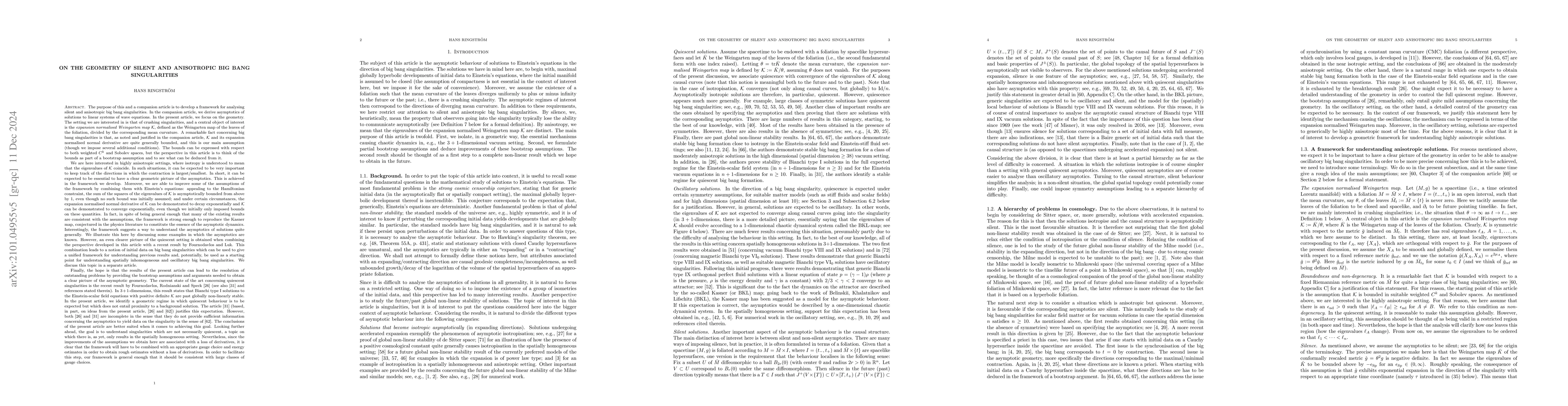 Thumbnail for On the geometry of silent and anisotropic big bang singularities