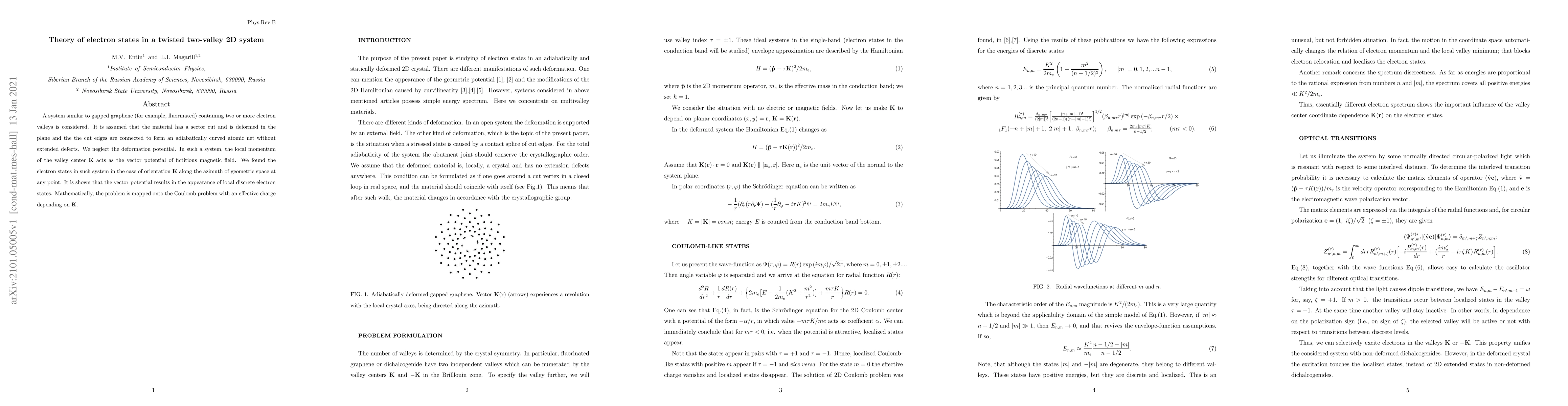 Thumbnail for Theory of electron states in a twisted two-valley 2D system