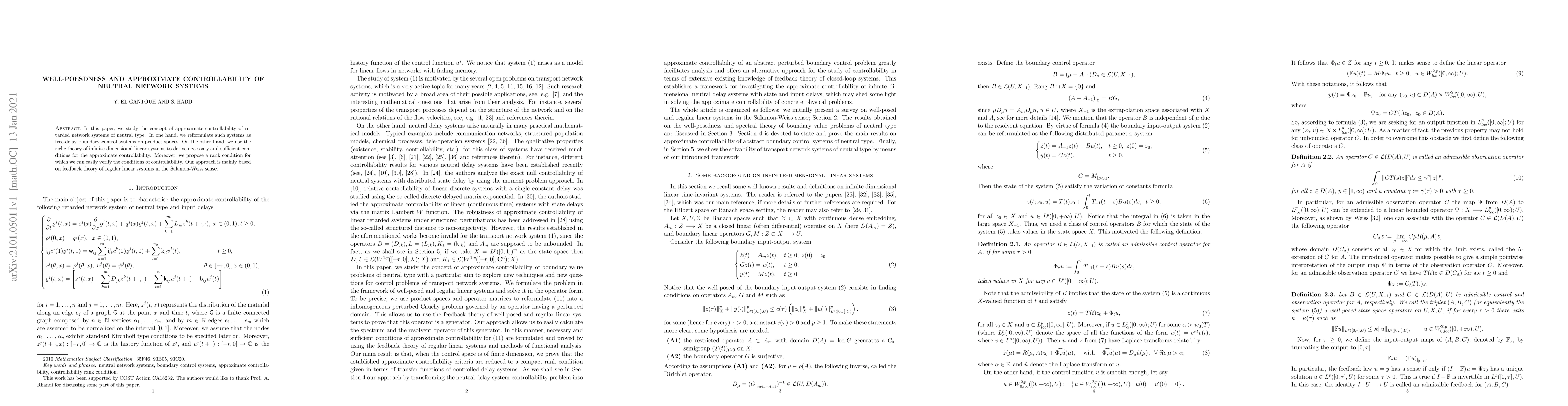 Thumbnail for Well-posedness and approximate controllability of neutral network
  systems