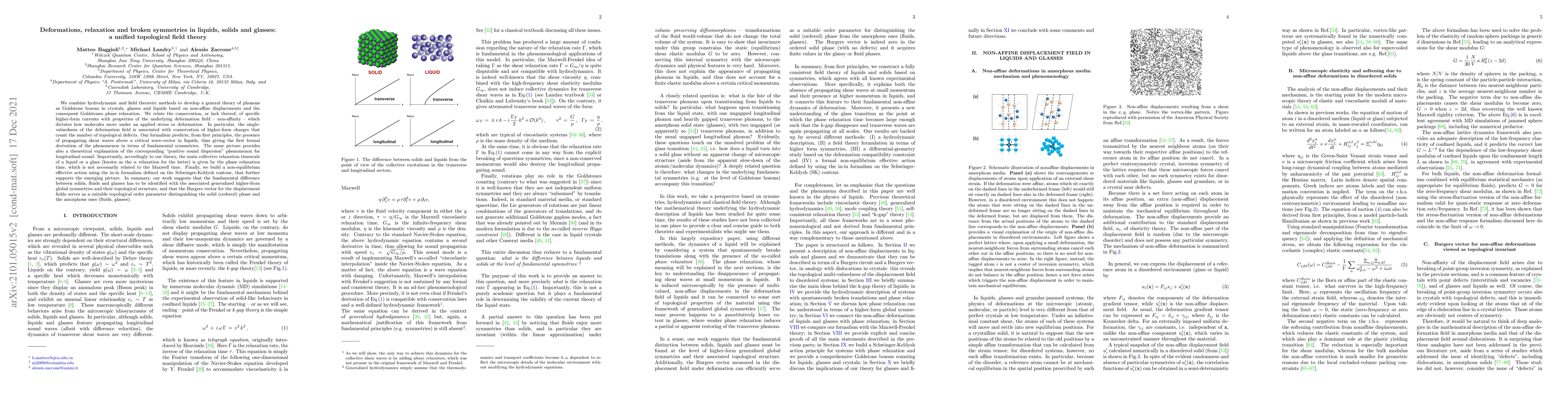 Thumbnail for Deformations, relaxation and broken symmetries in liquids, solids and
  glasses: a unified topological field theory