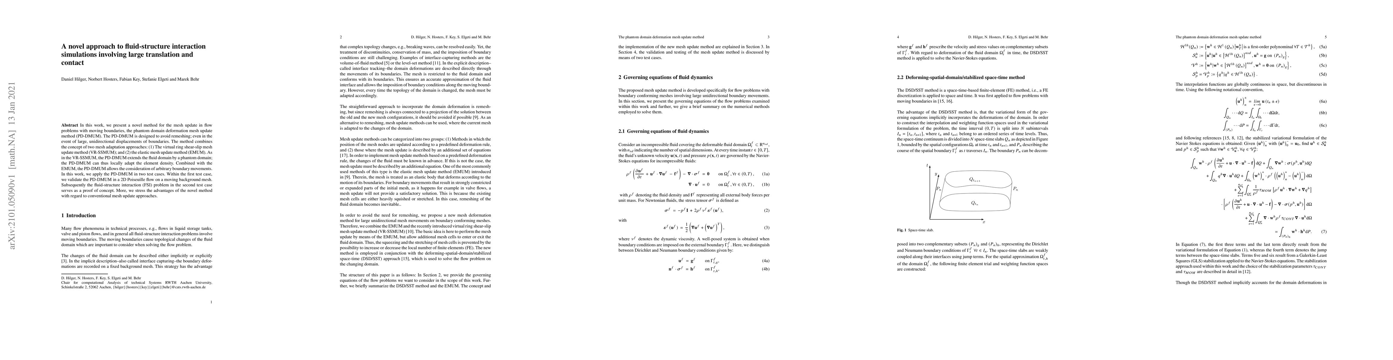 Thumbnail for A novel approach to fluid-structure interaction simulations involving
  large translation and contact