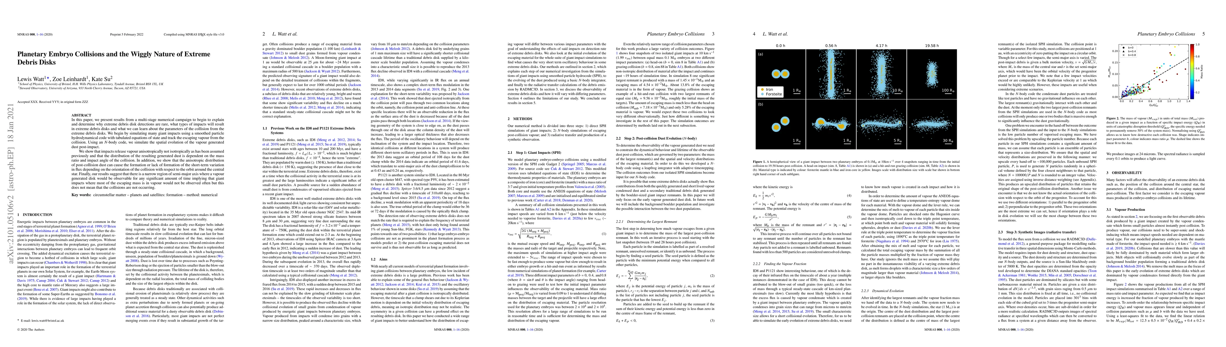 Thumbnail for Planetary Embryo Collisions and the Wiggly Nature of Extreme Debris
  Disks
