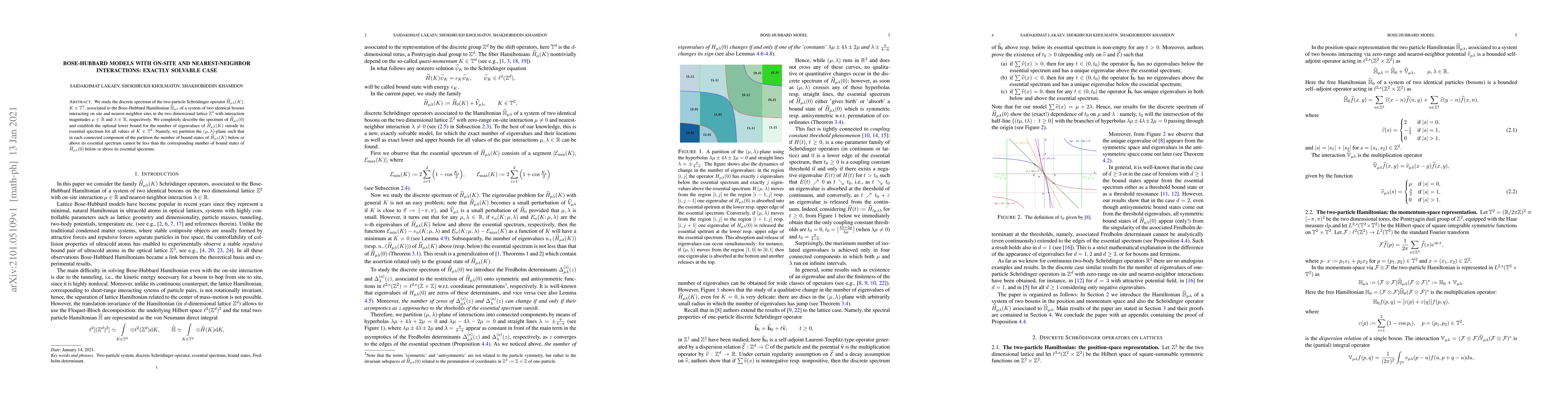 Thumbnail for Bose-Hubbard models with on-site and nearest-neighbor interactions:
  Exactly solvable case