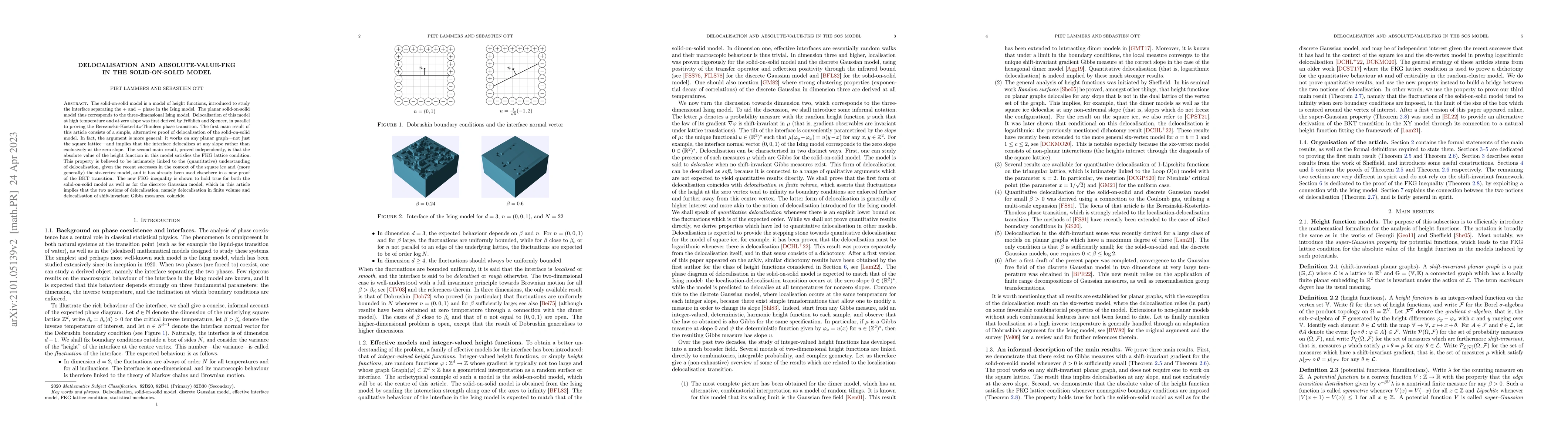 Thumbnail for Delocalisation and absolute-value-FKG in the solid-on-solid model