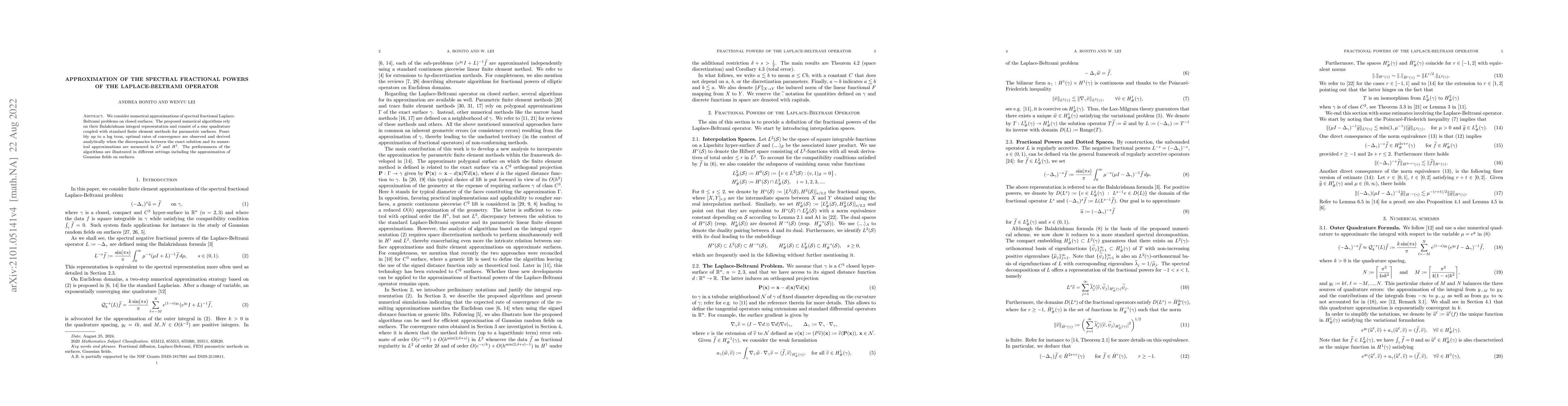 Thumbnail for Approximation of the spectral fractional powers of the Laplace-Beltrami
  Operator