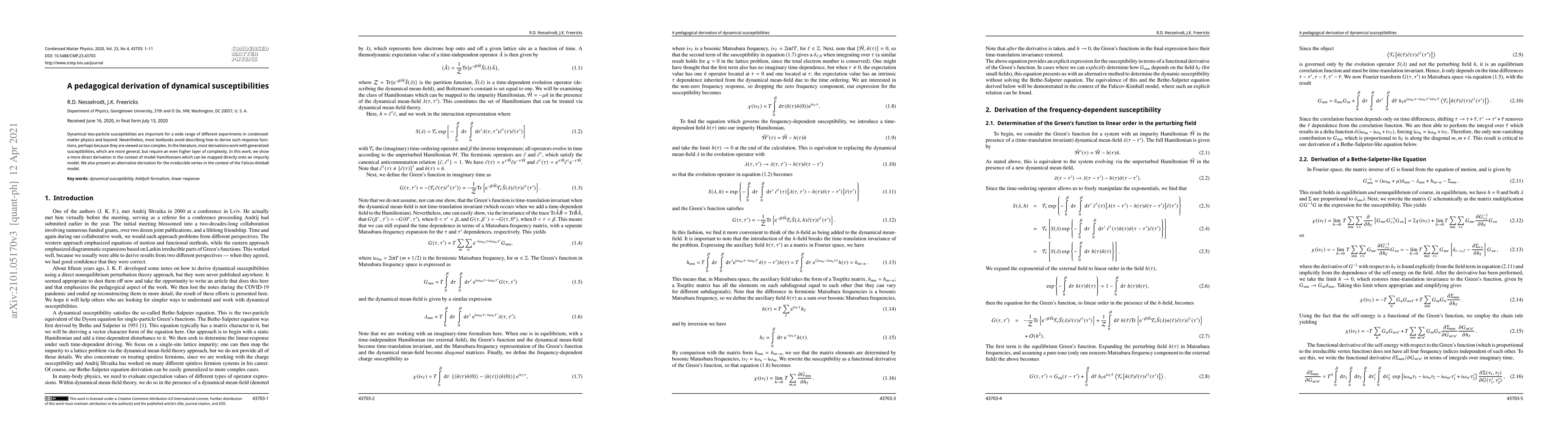 Thumbnail for A pedagogical derivation of dynamical susceptibilities