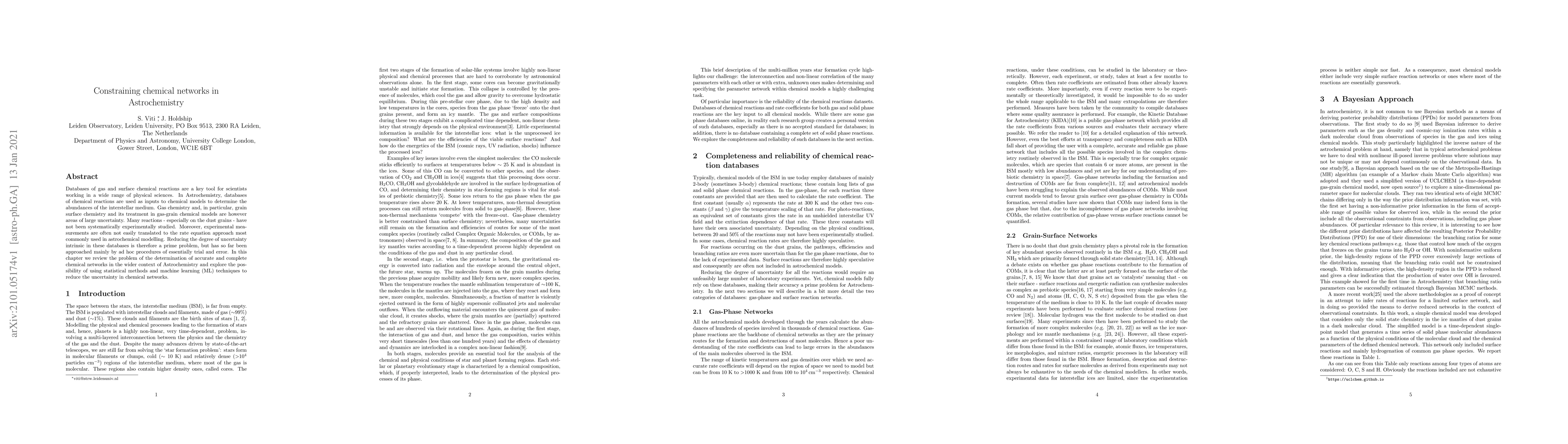 Thumbnail for Constraining chemical networks inAstrochemistry