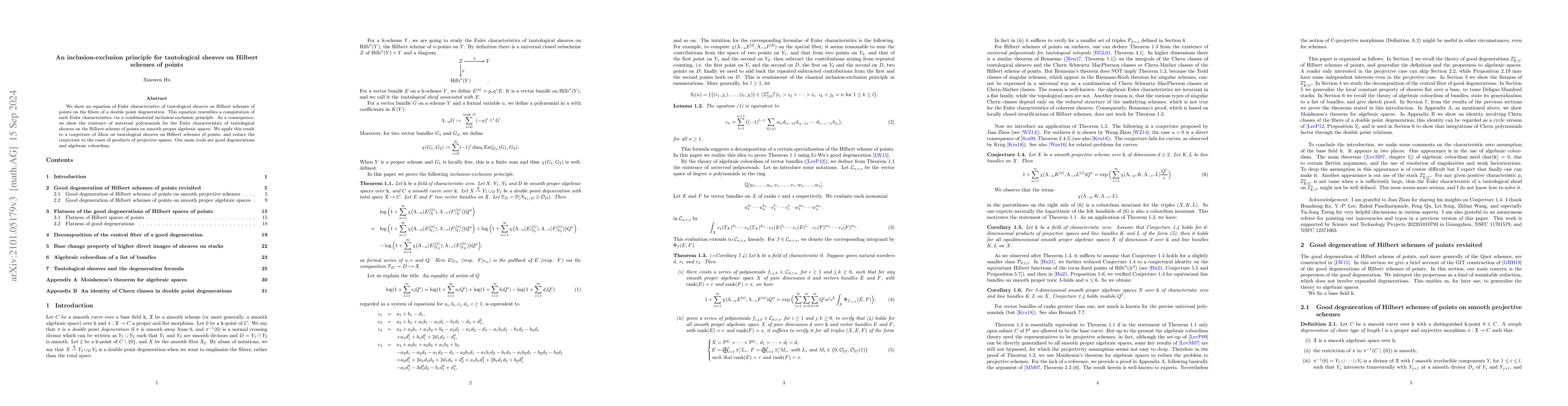 Thumbnail for An inclusion-exclusion principle for tautological sheaves on Hilbert
  schemes of points