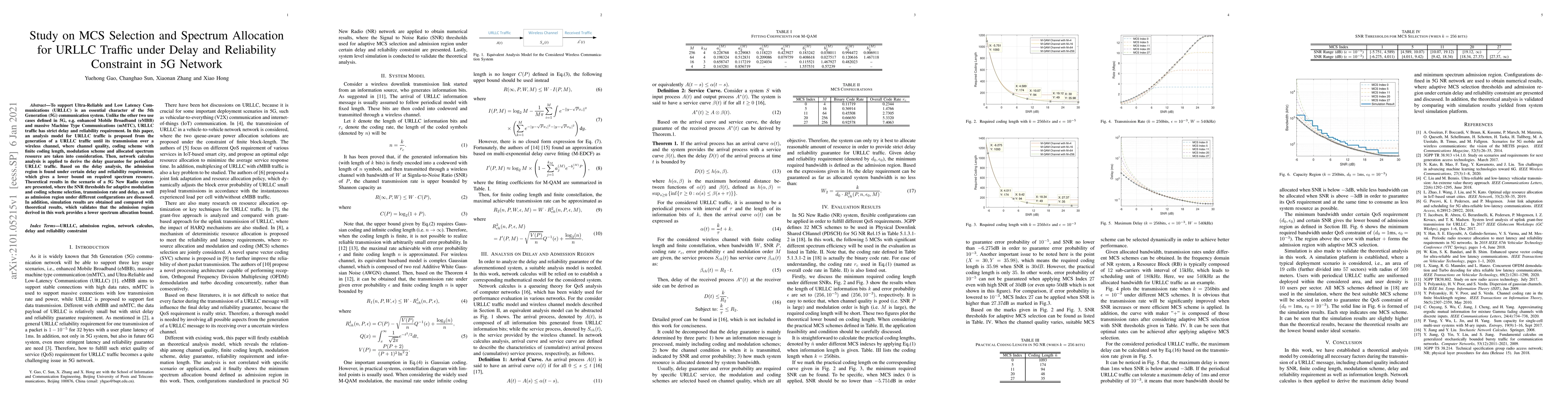Thumbnail for Study on MCS Selection and Spectrum Allocation for URLLC Traffic under
  Delay and Reliability Constraint in 5G Network