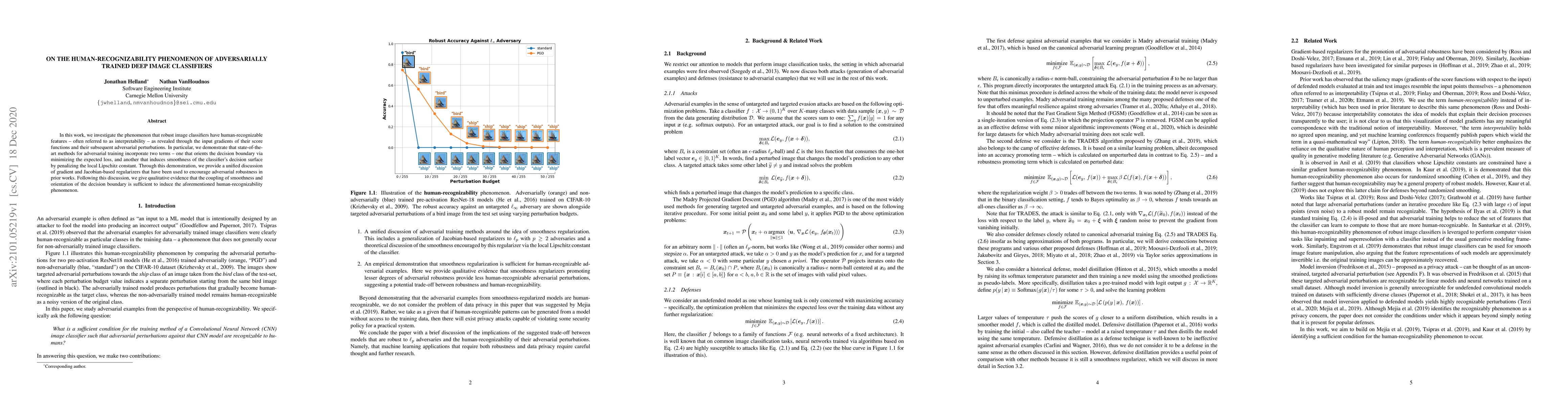 Thumbnail for On the human-recognizability phenomenon of adversarially trained deep
  image classifiers