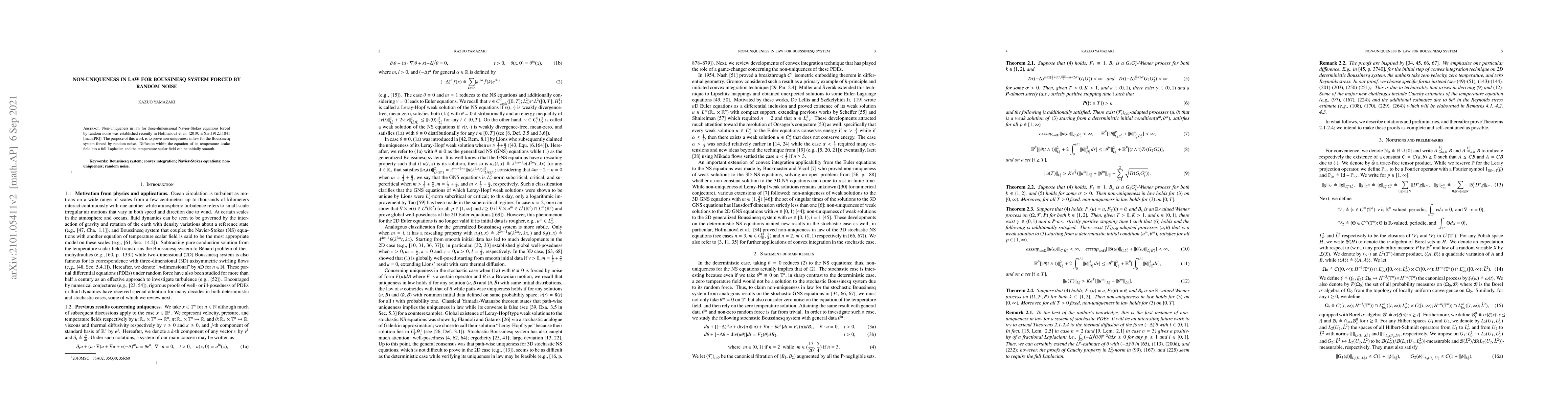 Thumbnail for Non-uniqueness in law for Boussinesq system forced by random noise