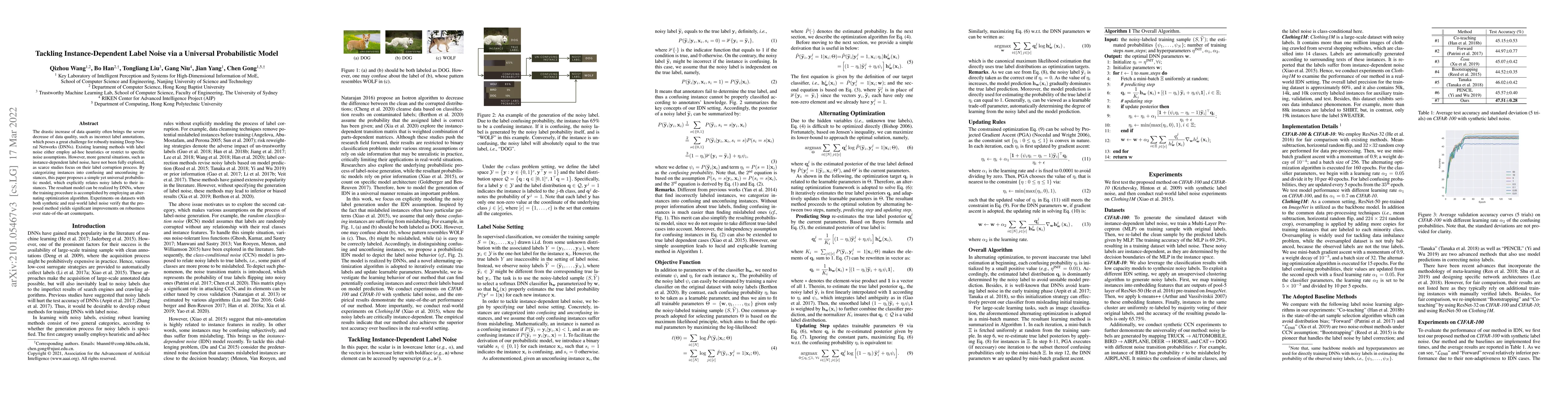 Thumbnail for Tackling Instance-Dependent Label Noise via a Universal Probabilistic
  Model