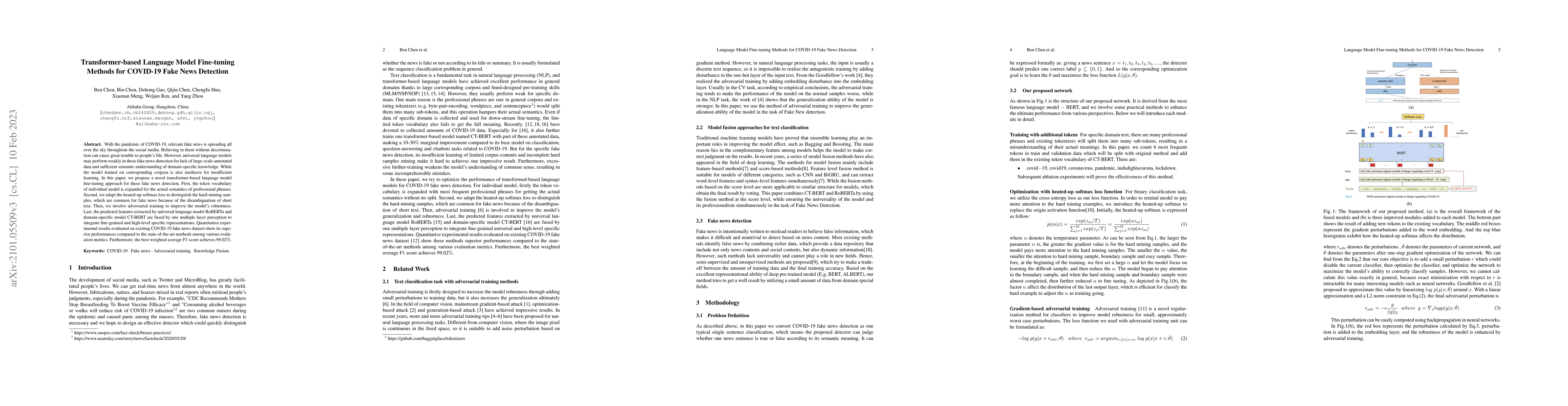 Thumbnail for Transformer-based Language Model Fine-tuning Methods for COVID-19 Fake
  News Detection