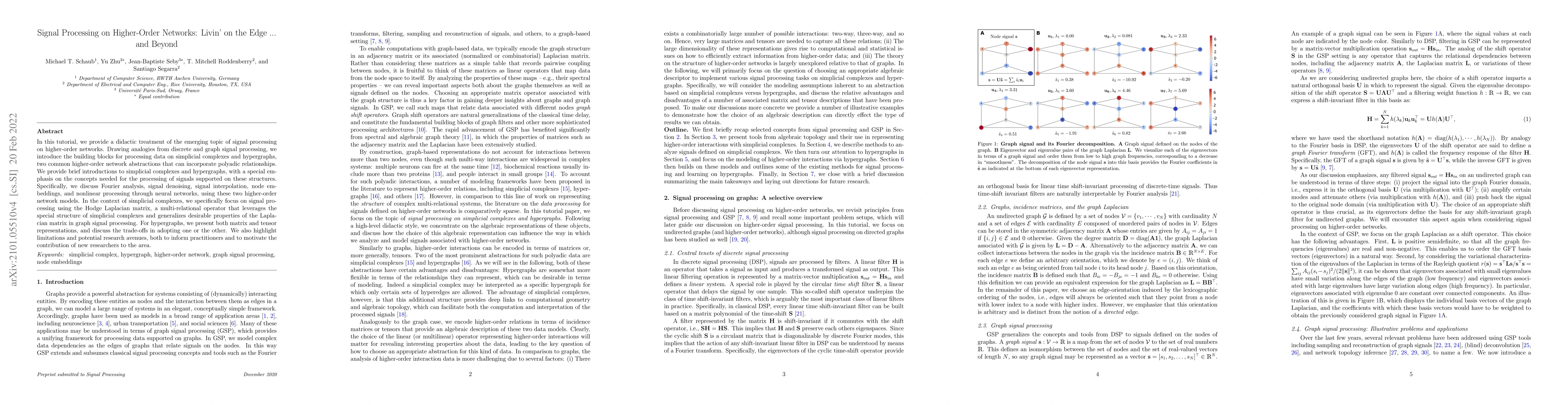 Thumbnail for Signal Processing on Higher-Order Networks: Livin' on the Edge ... and
  Beyond