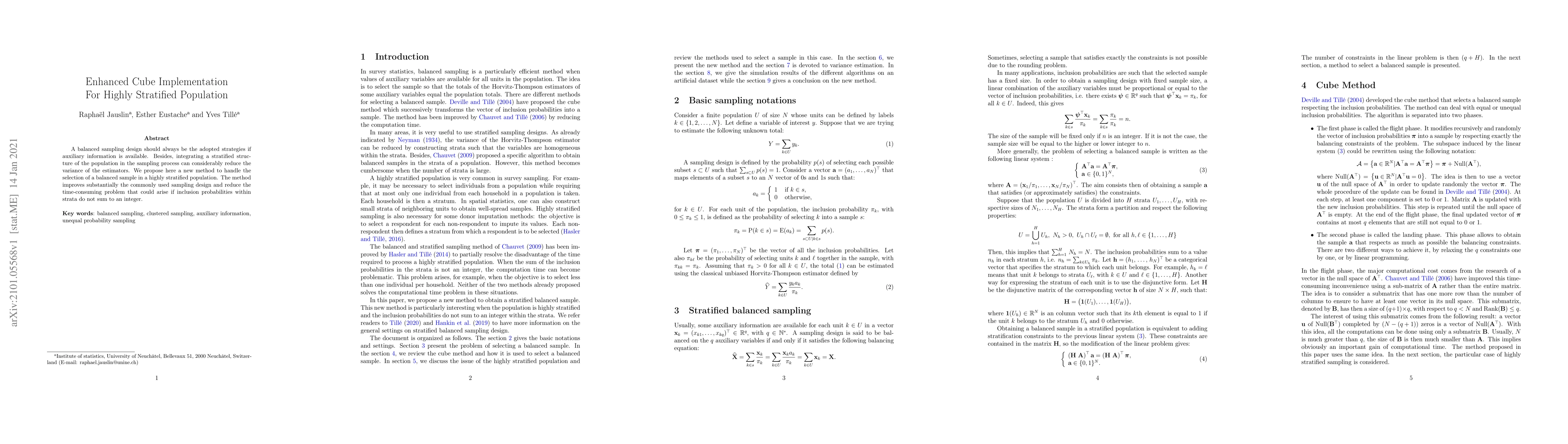 Thumbnail for Enhanced Cube Implementation For Highly Stratified Population