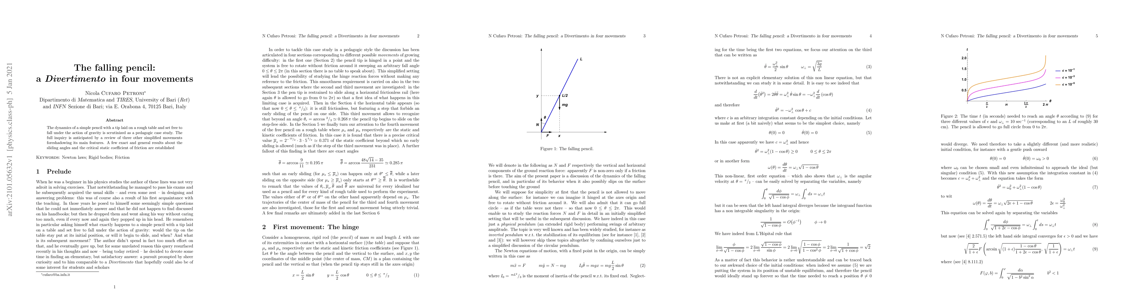 Thumbnail for The falling pencil: a "Divertimento" in four movements