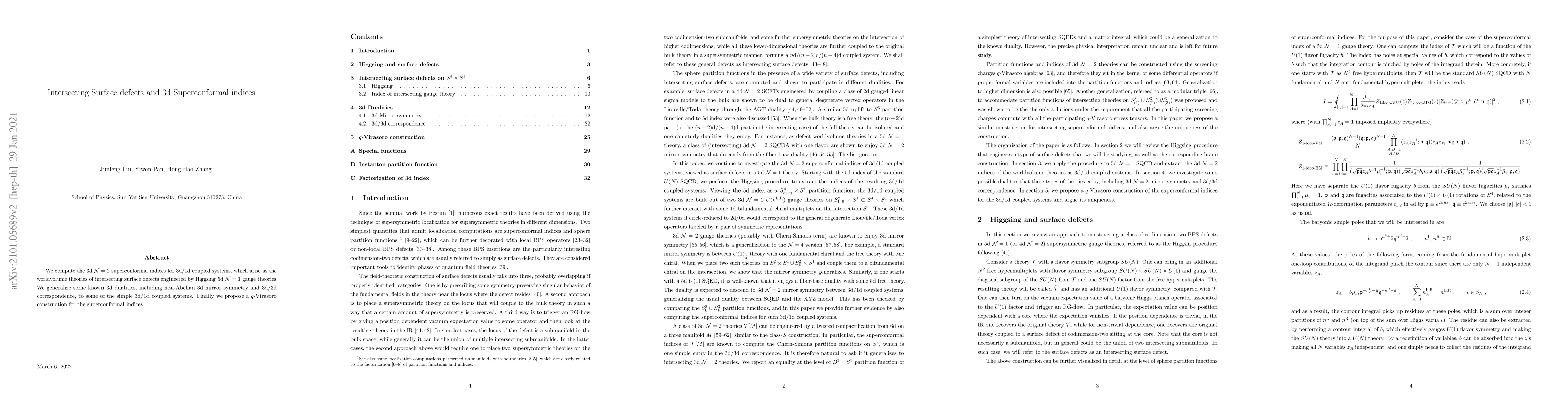 Thumbnail for Intersecting Surface defects and 3d Superconformal indices