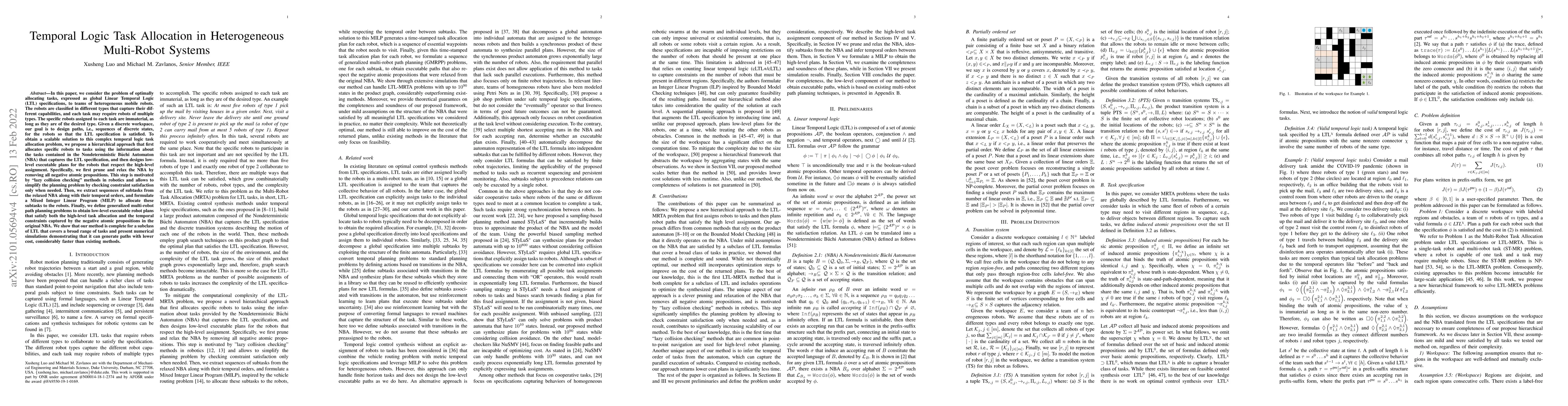 Thumbnail for Temporal Logic Task Allocation in Heterogeneous Multi-Robot Systems