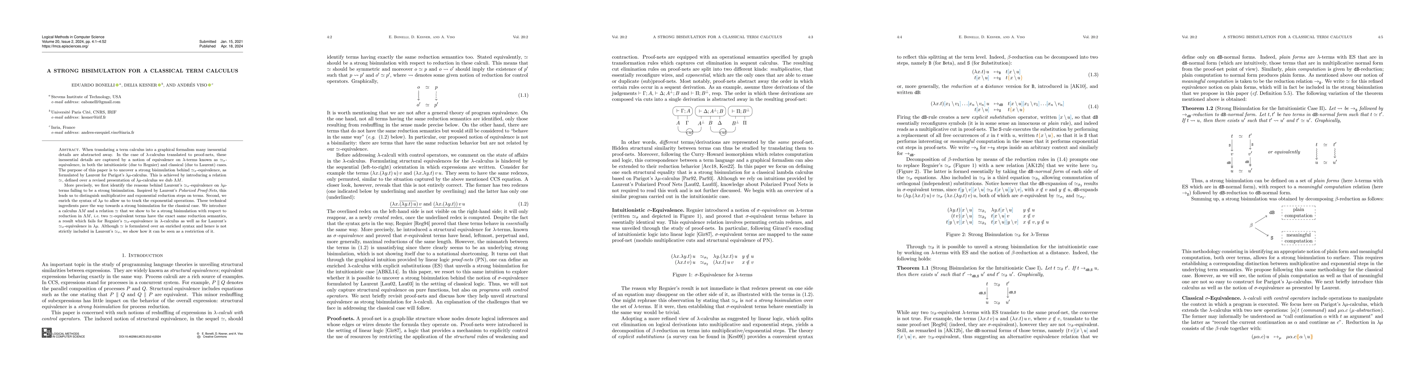 Thumbnail for A Strong Bisimulation for a Classical Term Calculus