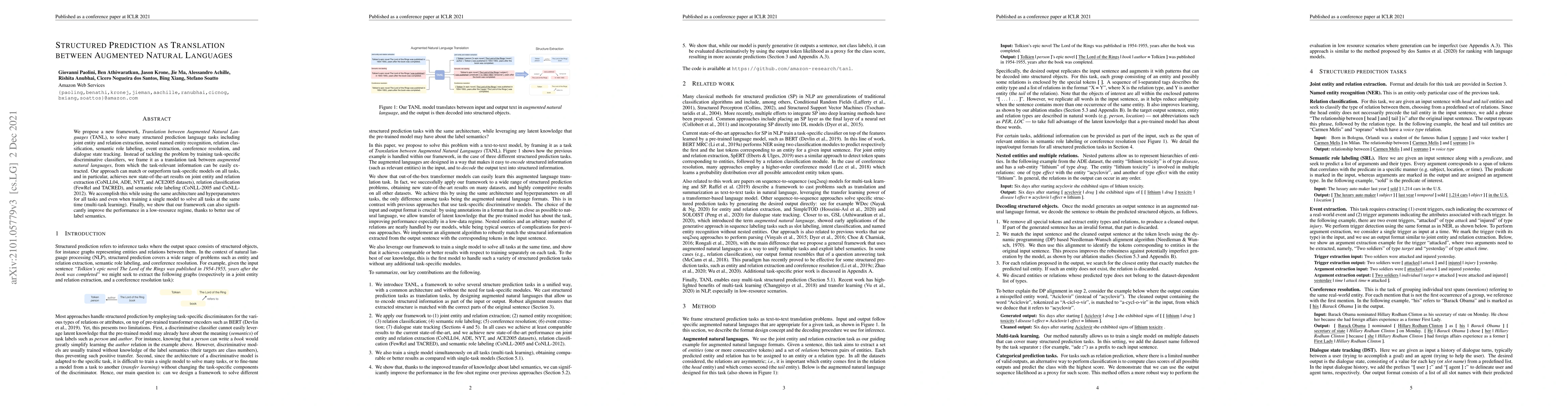 Thumbnail for Structured Prediction as Translation between Augmented Natural Languages