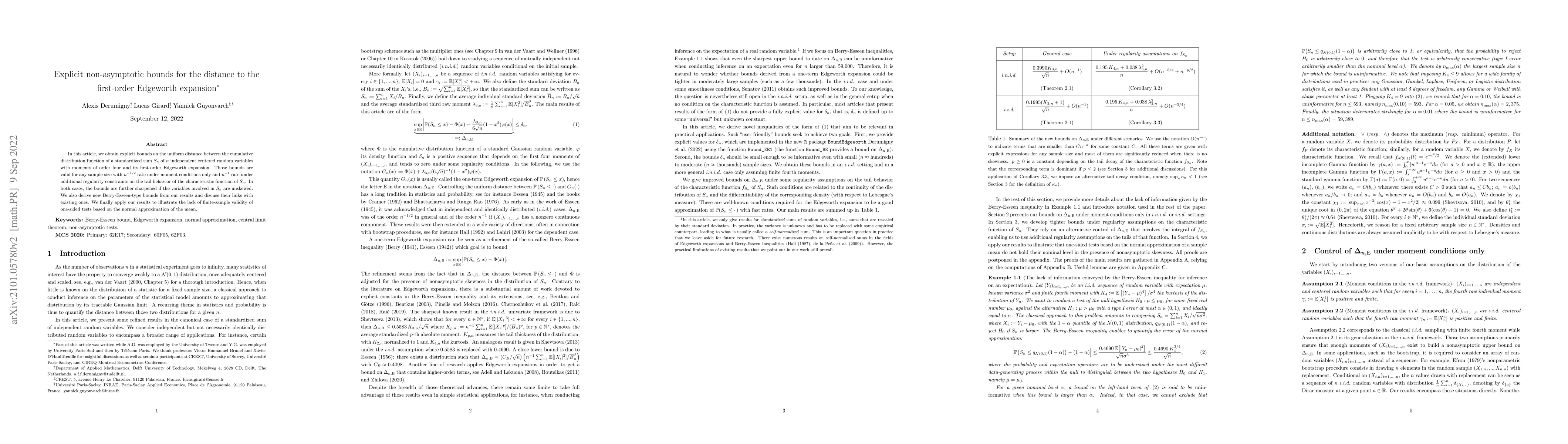 Thumbnail for Explicit non-asymptotic bounds for the distance to the first-order
  Edgeworth expansion