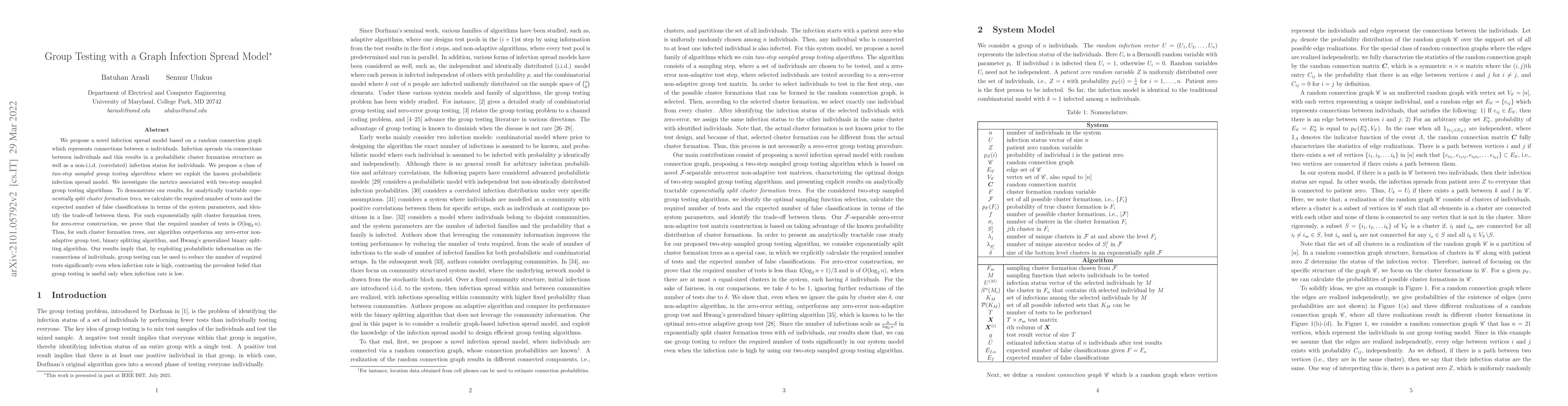 Thumbnail for Group Testing with a Graph Infection Spread Model