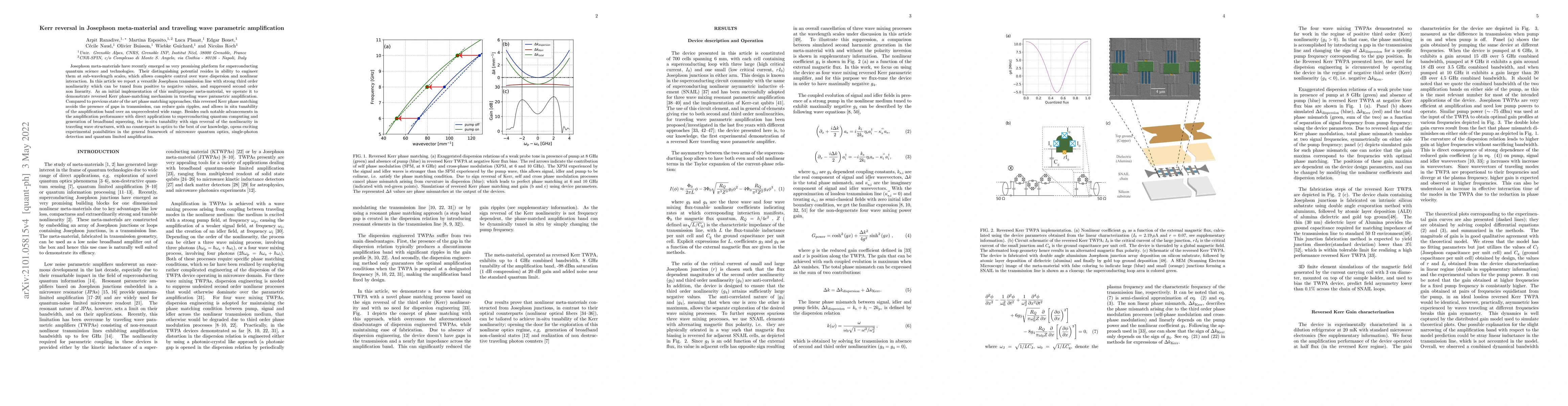 Thumbnail for Kerr reversal in Josephson meta-material and traveling wave parametric
  amplification