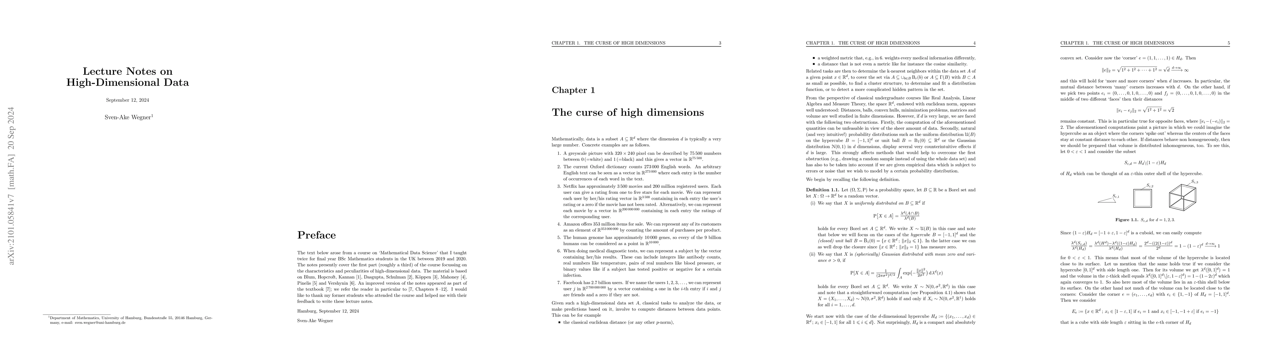 Thumbnail for Lecture notes on high-dimensional data
