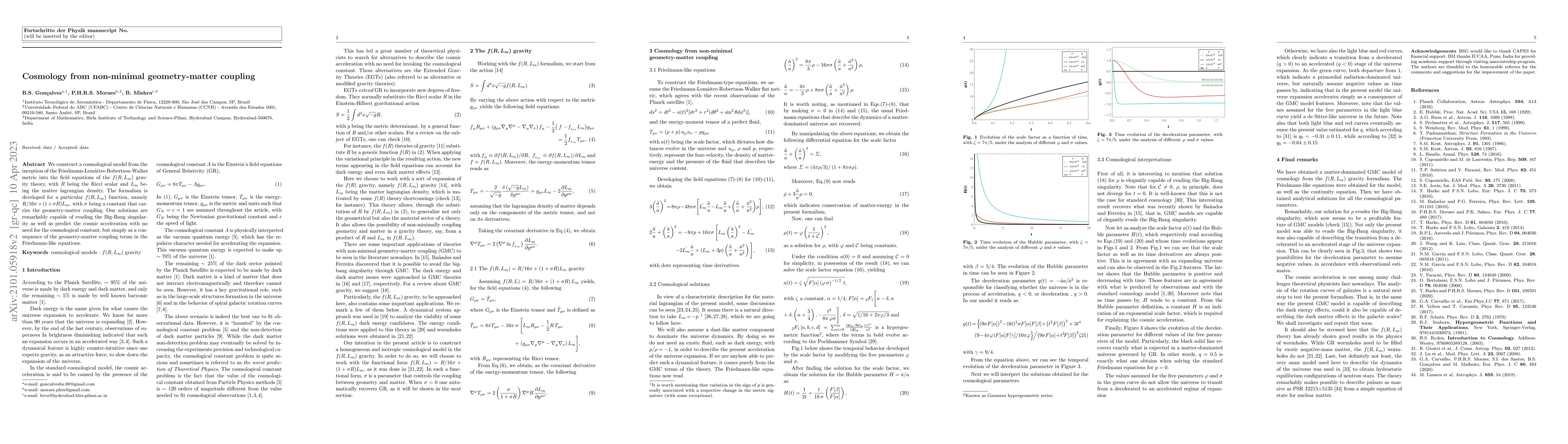 Thumbnail for Cosmology from non-minimal geometry-matter coupling