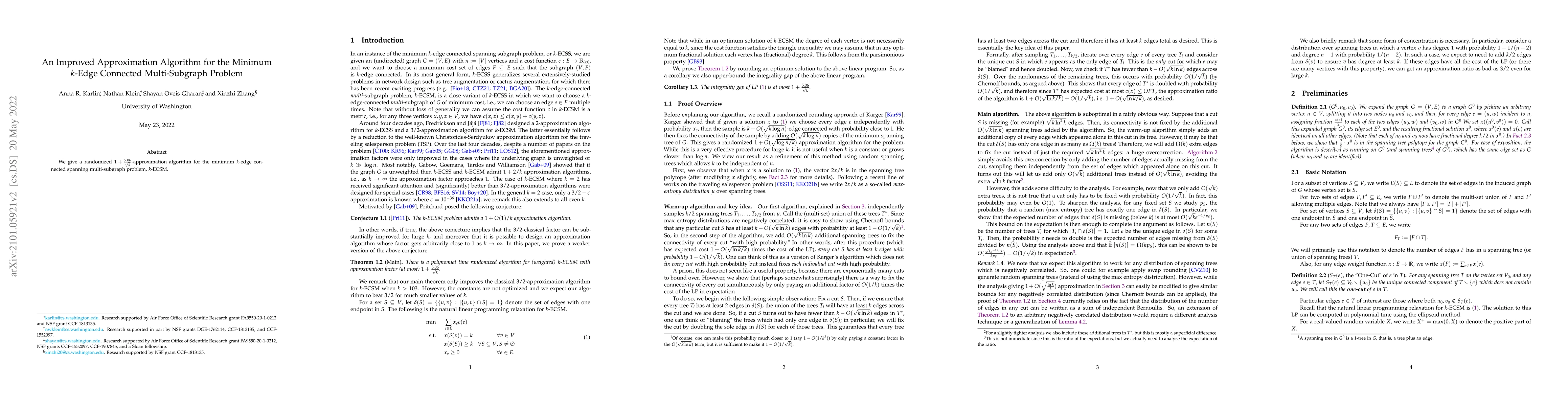 Thumbnail for An Improved Approximation Algorithm for the Minimum $k$-Edge Connected
  Multi-Subgraph Problem