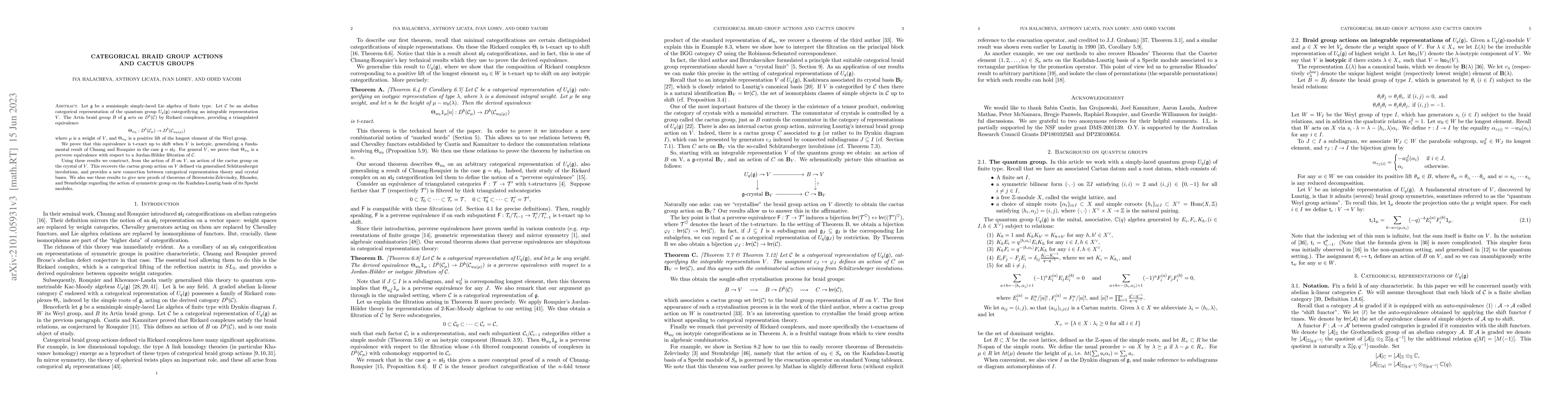 Thumbnail for Categorical braid group actions and cactus groups