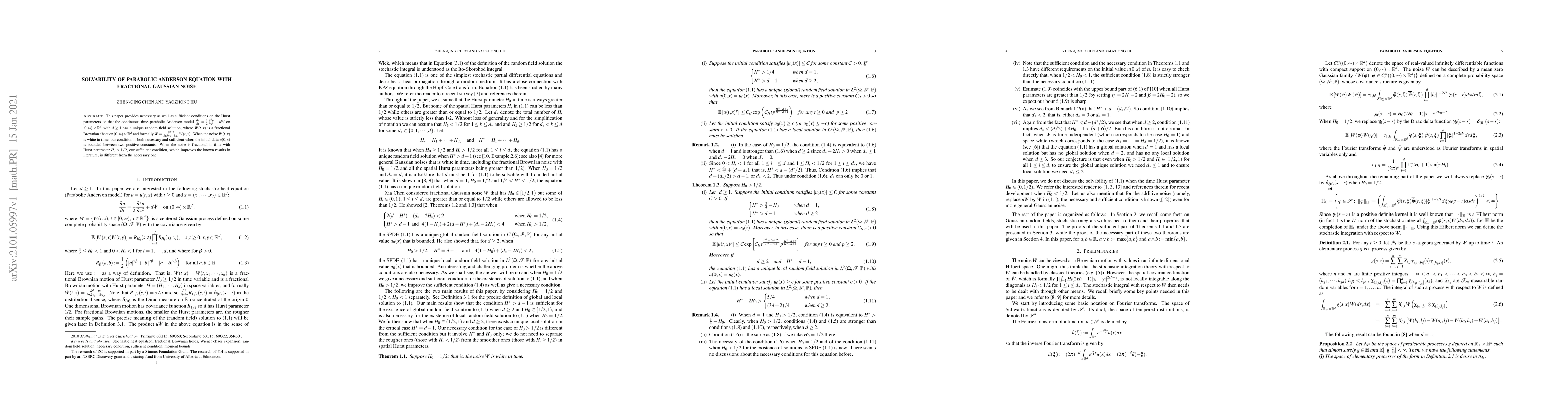 Thumbnail for Solvability of parabolic Anderson equation with fractional Gaussian
  noise