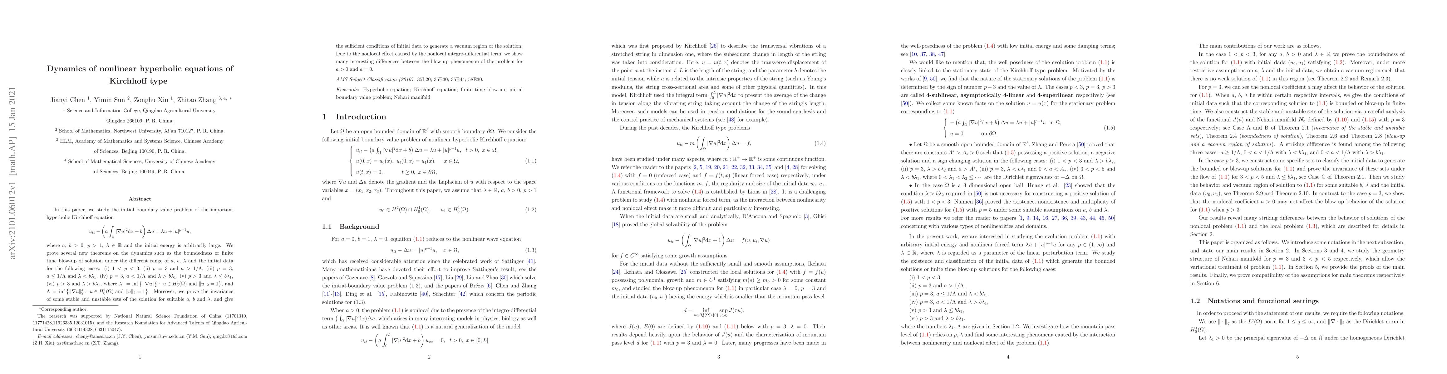 Thumbnail for Dynamics of nonlinear hyperbolic equations of Kirchhoff type