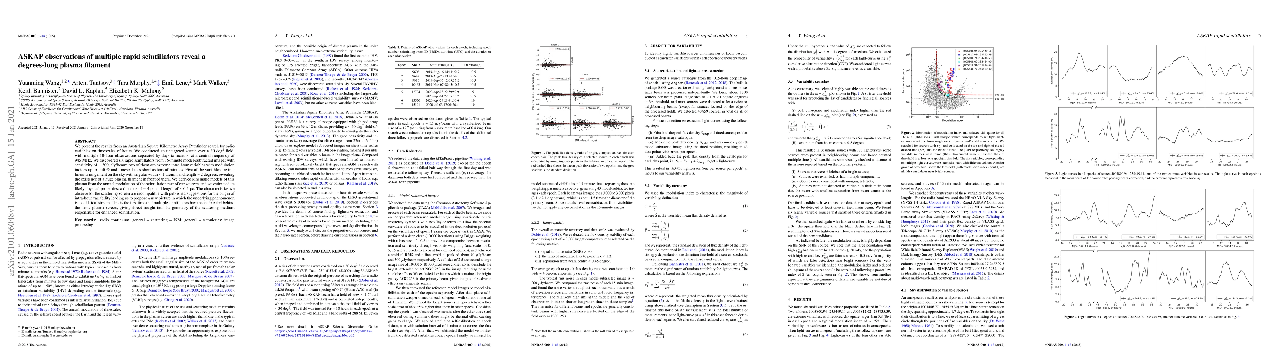 Thumbnail for ASKAP observations of multiple rapid scintillators reveal a degrees-long
  plasma filament