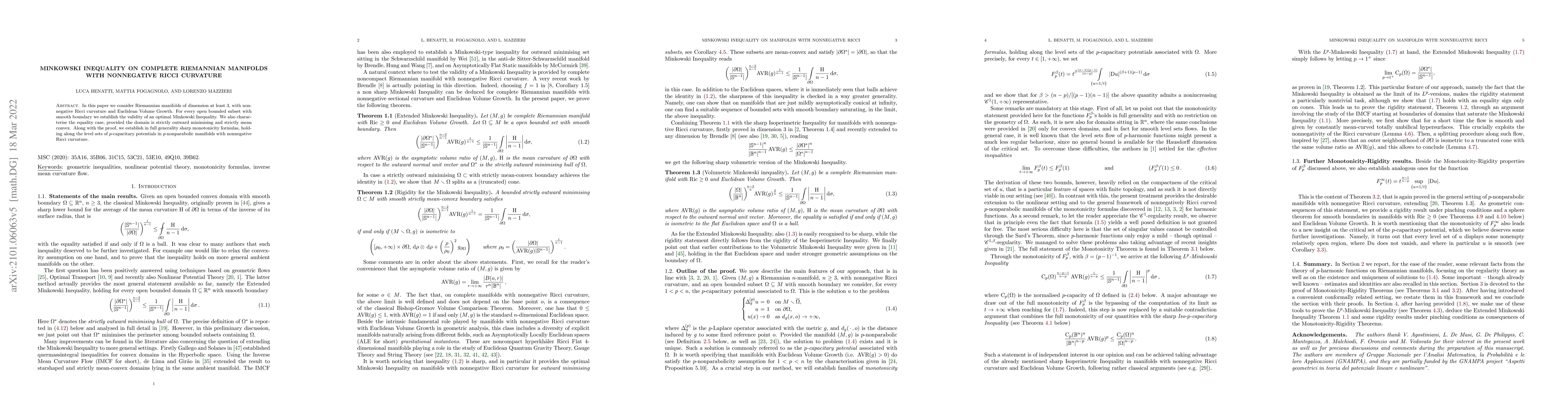 Thumbnail for Minkowski Inequality on complete Riemannian manifolds with nonnegative
  Ricci curvature
